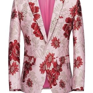Men’s Retro Casual Blazer floral single breasted one button, never been worn!